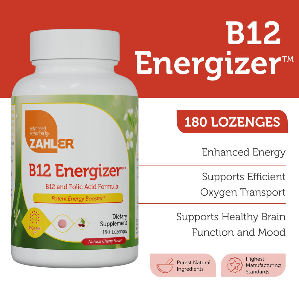 Zahler Energizer B12 lozenge cherry dissolve close-up shows fast mouth absorption.