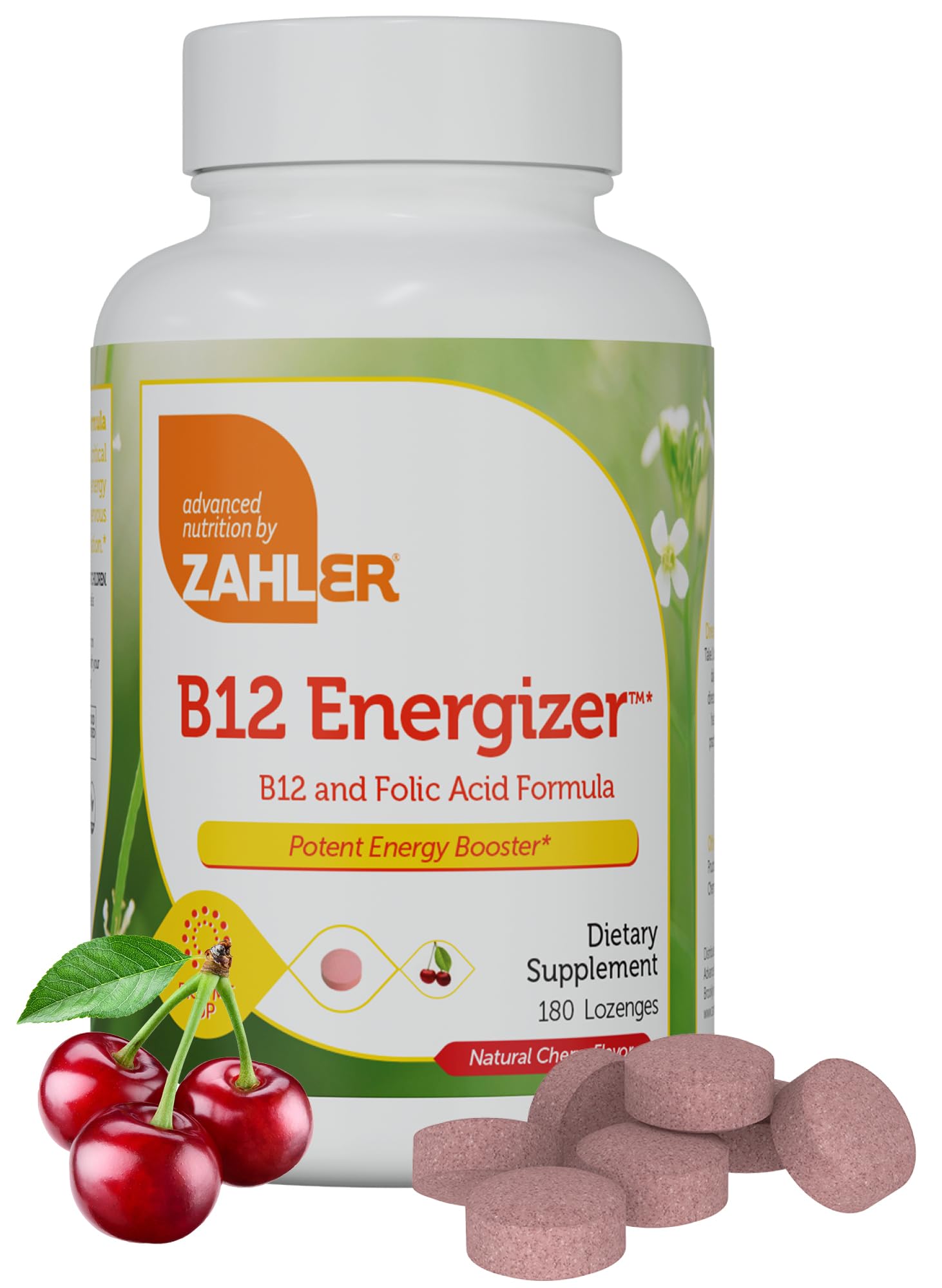 Zahler Energizer B12 lozenge cherry pack for quick energy support on the go.