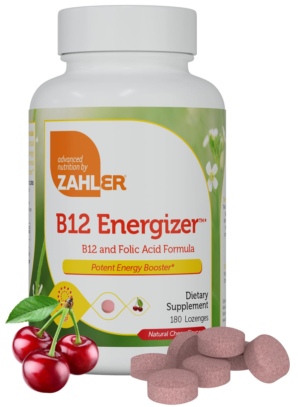 Zahler Energizer B12 lozenge cherry pack for quick energy support on the go.