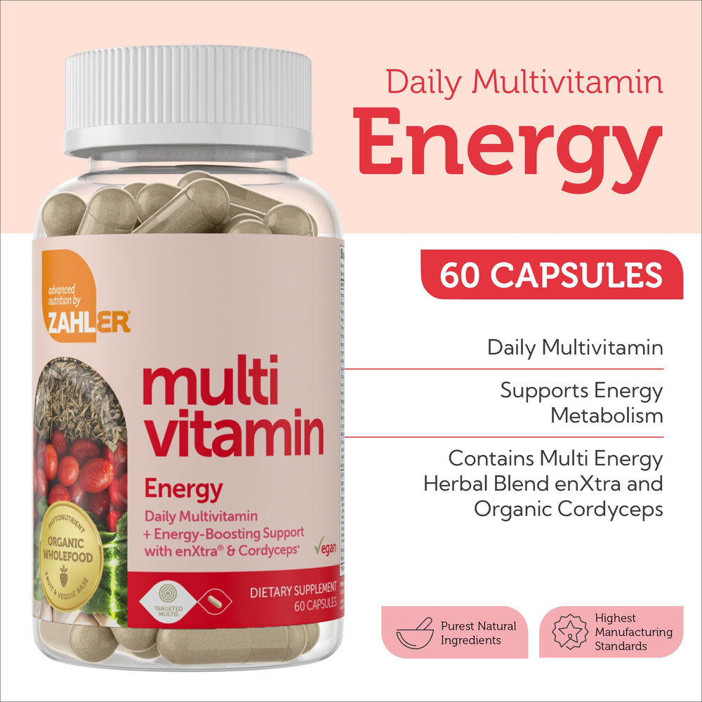 Zahler energy boost Enxtra blend and cordyceps pictured for natural energy support