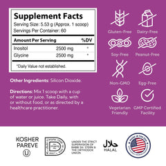 Zahler Inositol & Glycine powder packaging on kitchen counter.