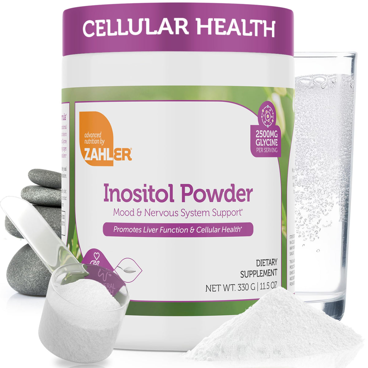 Zahler Inositol & Glycine powder tub promoting mood and nervous system balance.