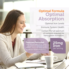 Zahler Iron Complex capsules in hand suggest convenient daily iron intake.