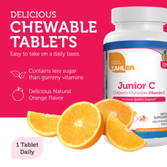 Zahler Junior C Advanced orange chewables being chewed by a child