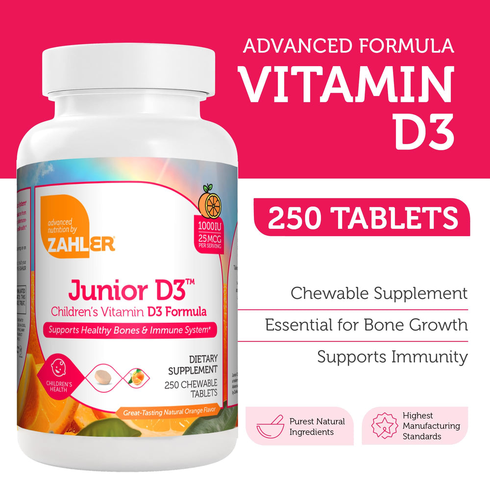 Child taking Zahler Junior D3 chewables for immune health and activity