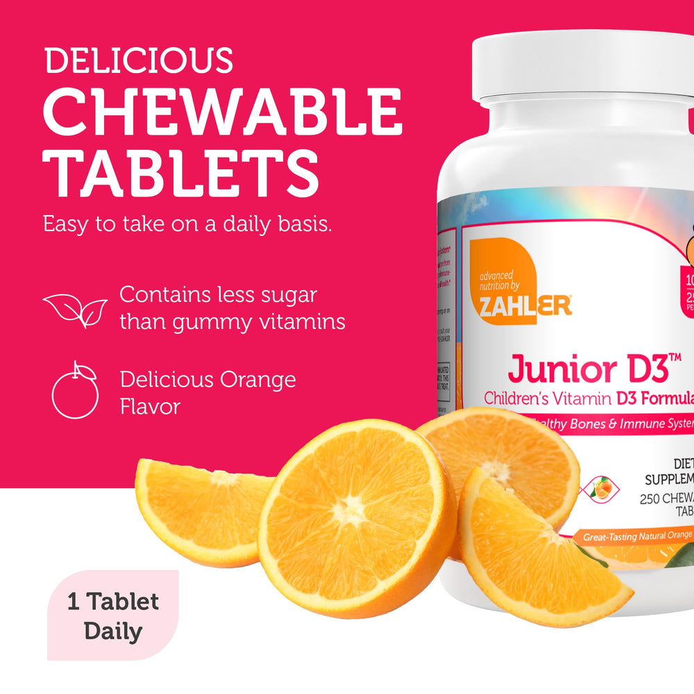 Zahler Junior D3 orange chewables for daily vitamin D3 intake in children