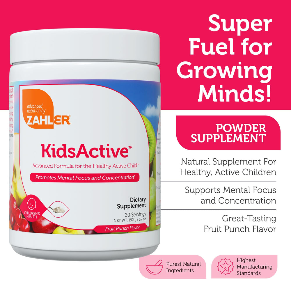 Zahler KidsActive fruit punch flavor mix shown for daily use.