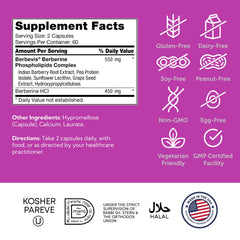 Made in USA GMP facility badge on Zahler Berberine packaging.