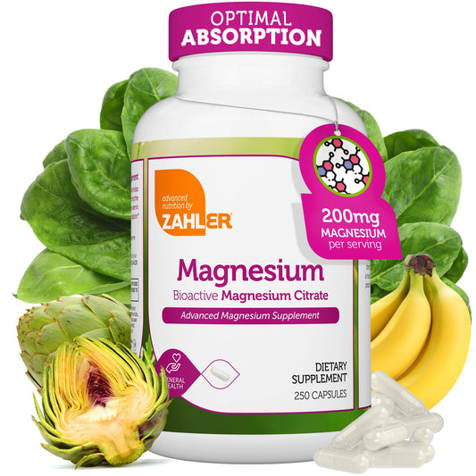 Zahler Magnesium Citrate bottle showing bioactive formula for strong absorption