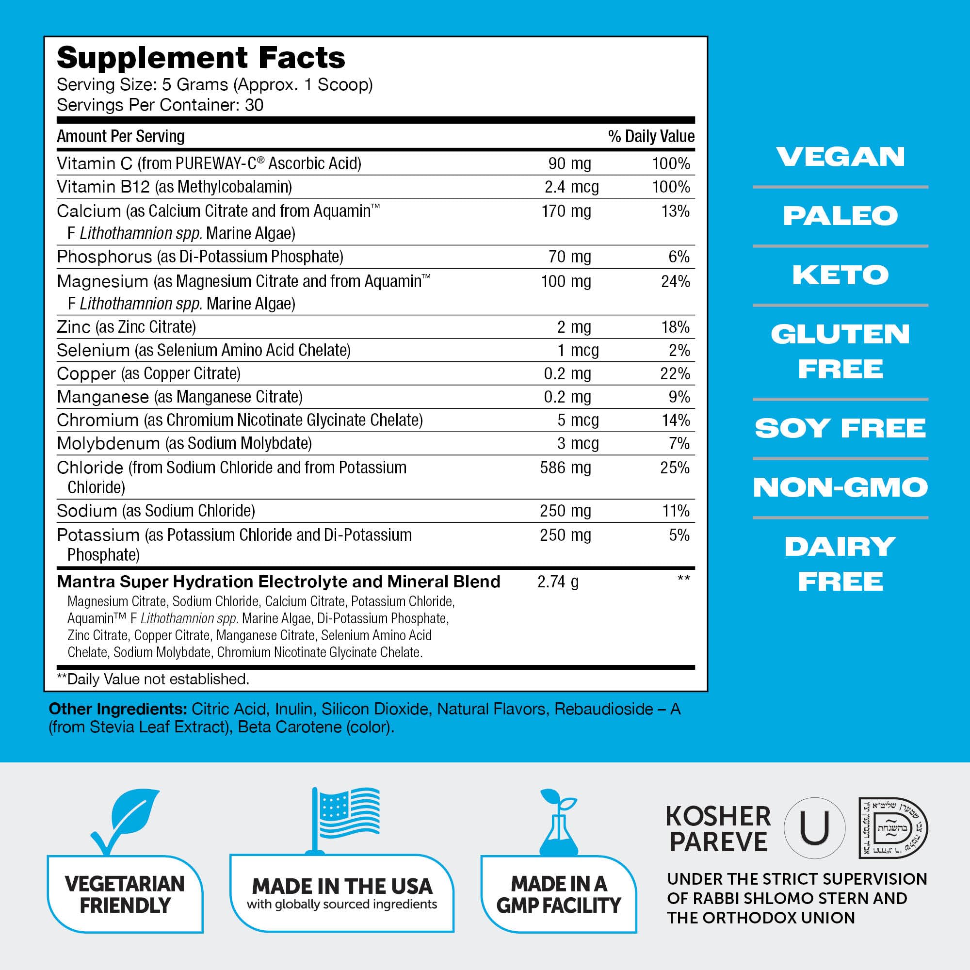 Zahler Mantra keto paleo kosher icon suggests broad dietary compatibility