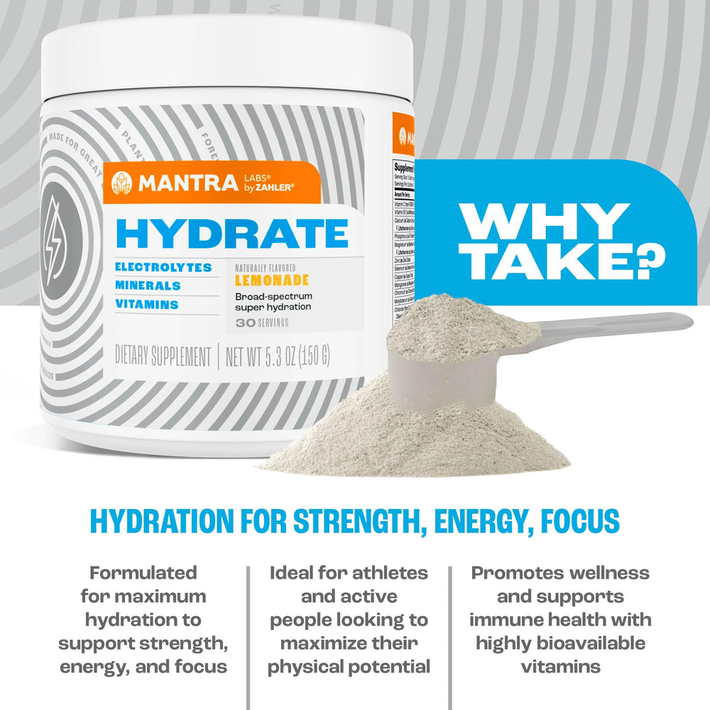 Zahler Mantra Hydrate vitamins C and B12 offer daily wellness support