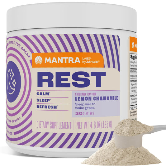 Zahler Mantra Rest bottle full view promoting a calm evening routine.