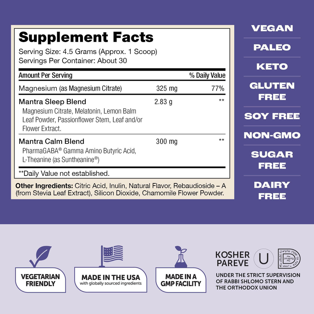 Zahler Mantra Rest ingredients list reveals natural calming components.