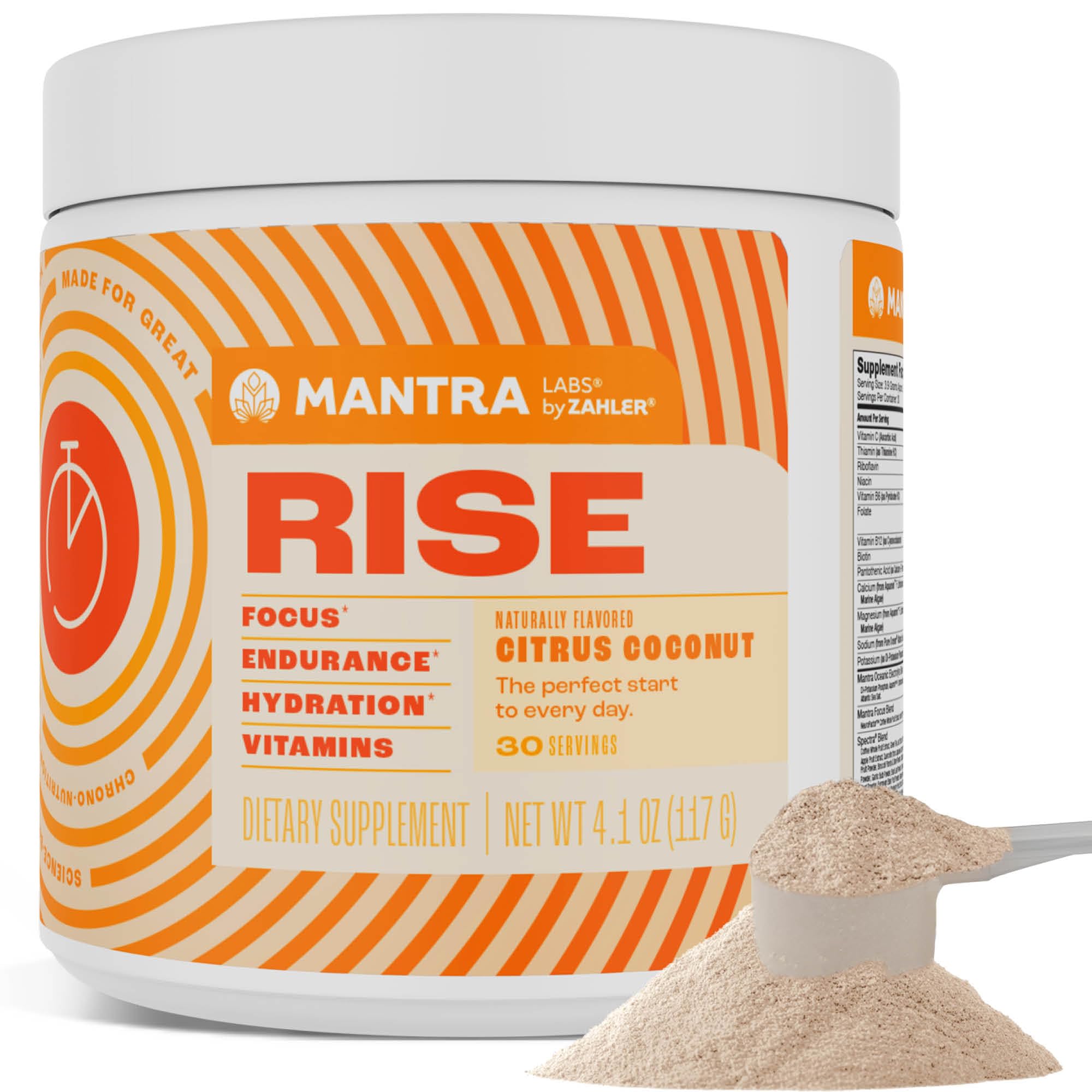 Zahler Mantra Rise tub front shows energy and focus support.