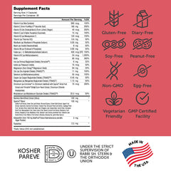 Zahler multivitamin on kitchen counter with fresh produce visuals.