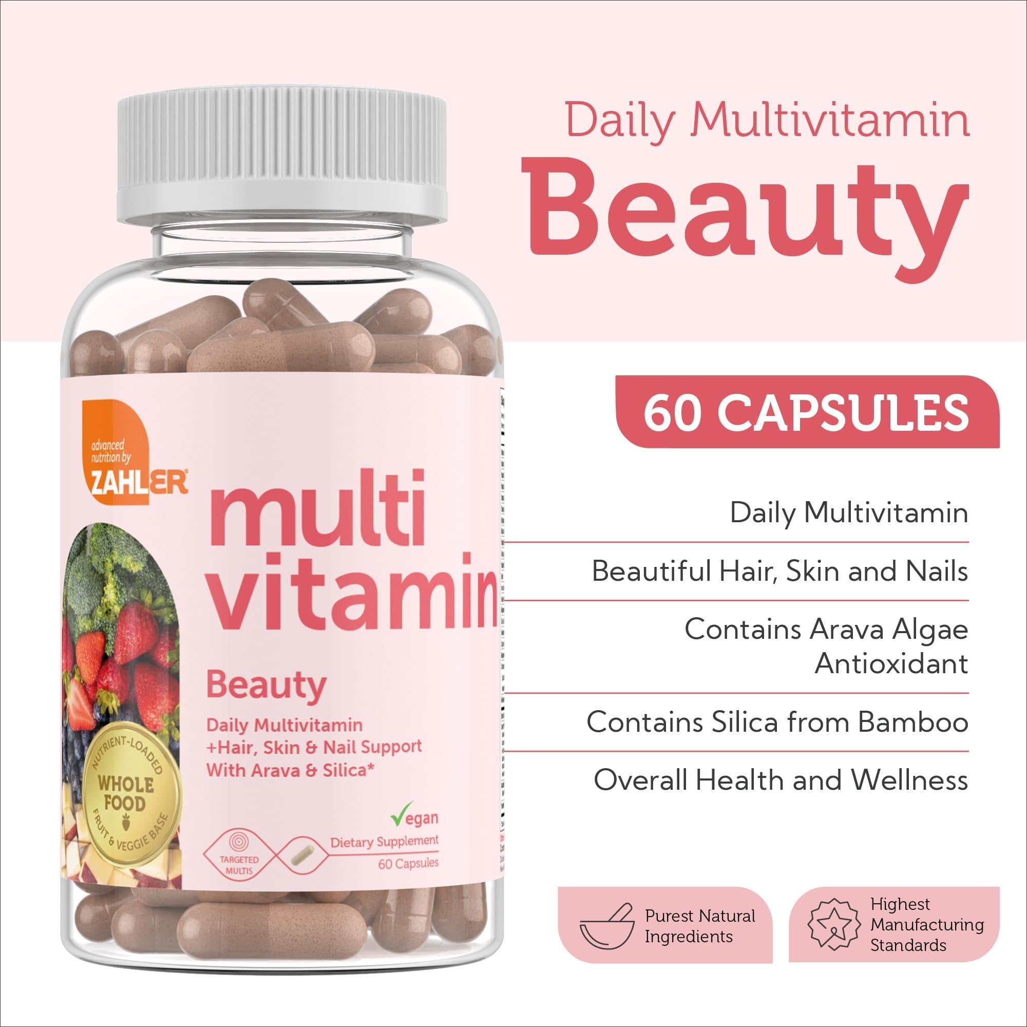Label highlights Spectra fruit-and-vegetable base in Zahler multivitamin.