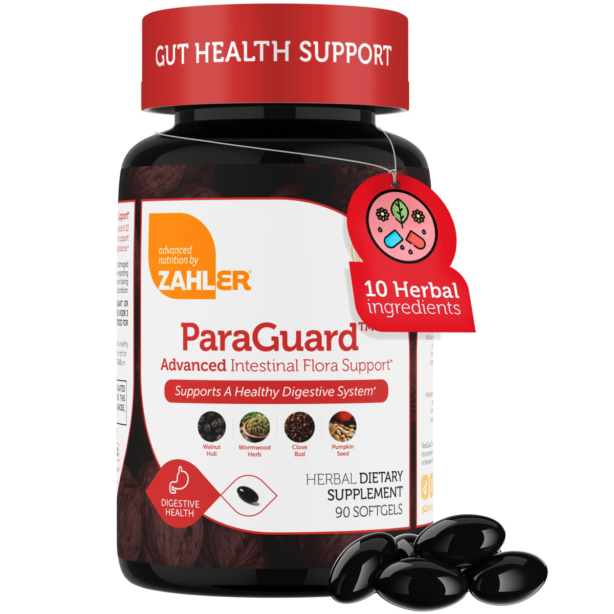 Zahler Paraguard softgels bottle for convenient gut health support.