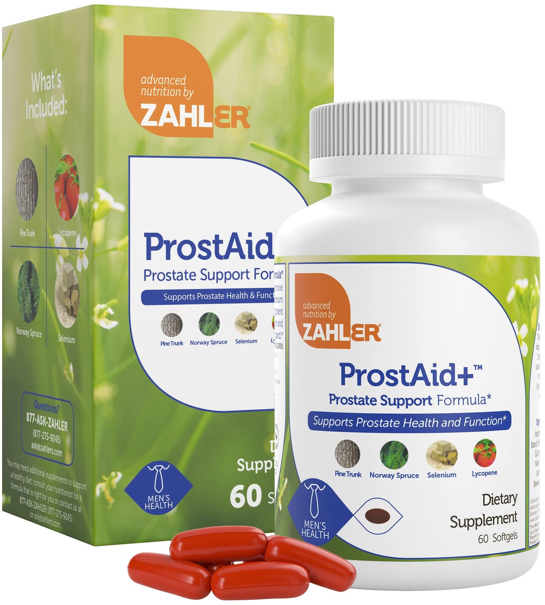 Zahler Prostaid+ bottle front view for daily prostate comfort support