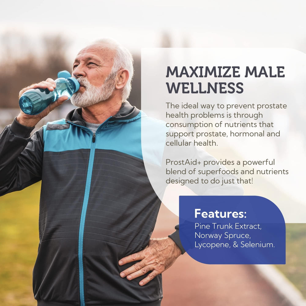 Zahler Prostaid+ label detail highlights lycopene and natural ingredients for balanced wellness