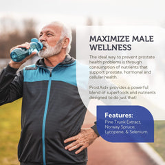 Zahler Prostaid+ label detail highlights lycopene and natural ingredients for balanced wellness