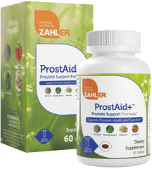 Zahler Prostaid+ bottle with measuring scoop to illustrate daily dosing