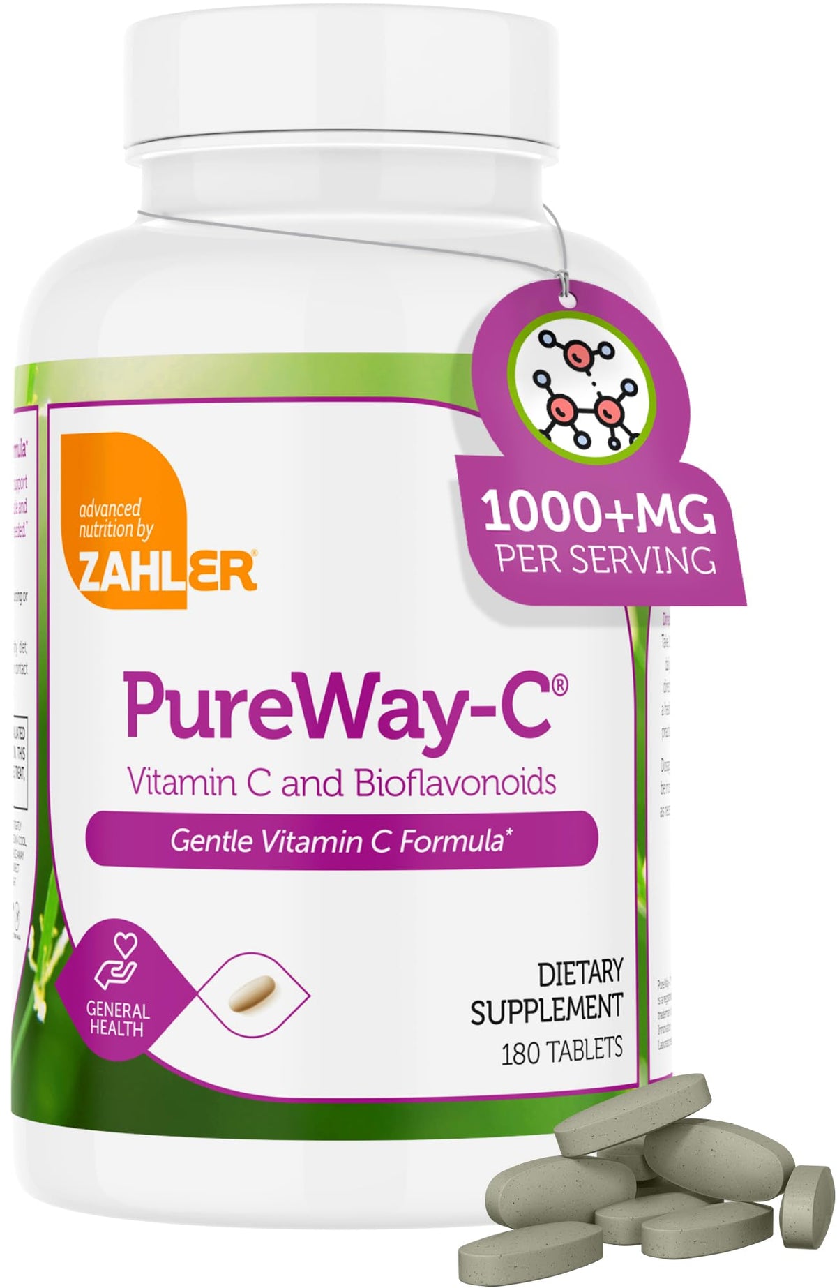 Zahler Vitamin C 1000mg bottle highlighting high potency immune support.