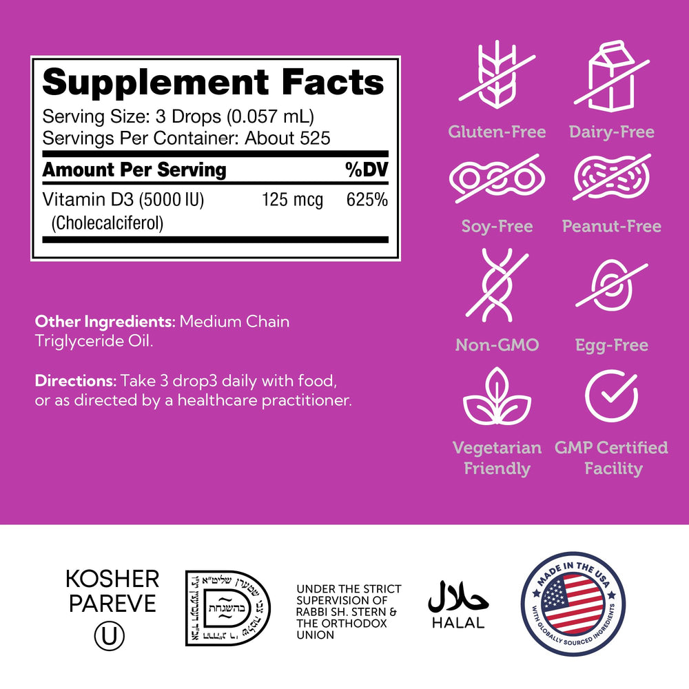 Zahler Vitamin D3 drops on table as part of daily routine