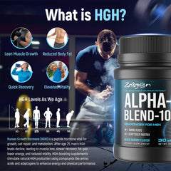 Zaigon HGH powder deep black-blue texture ready to mix with water.