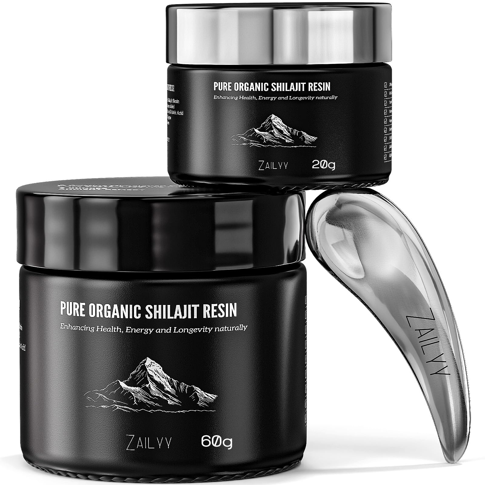ZAILYY Pure Himalayan Shilajit Resin in jar close-up for natural energy support.