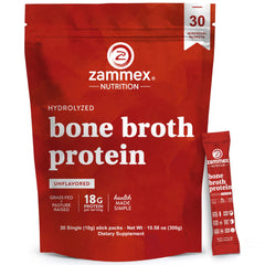 Zammex Bone Broth Packets 18g collagen for convenient protein on the go.