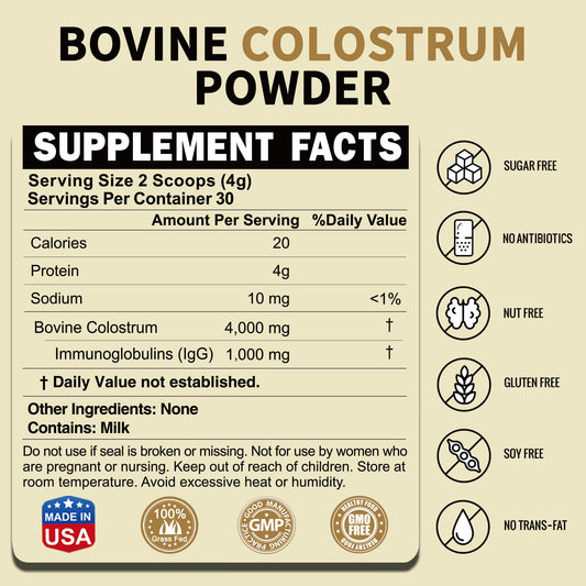 Zammex bovine colostrum powder scoop enables easy, on-the-go mixing.