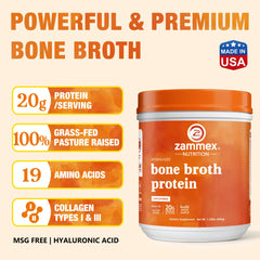 Zammex chocolate bone broth powder stirred into coffee adds flavor and protein.