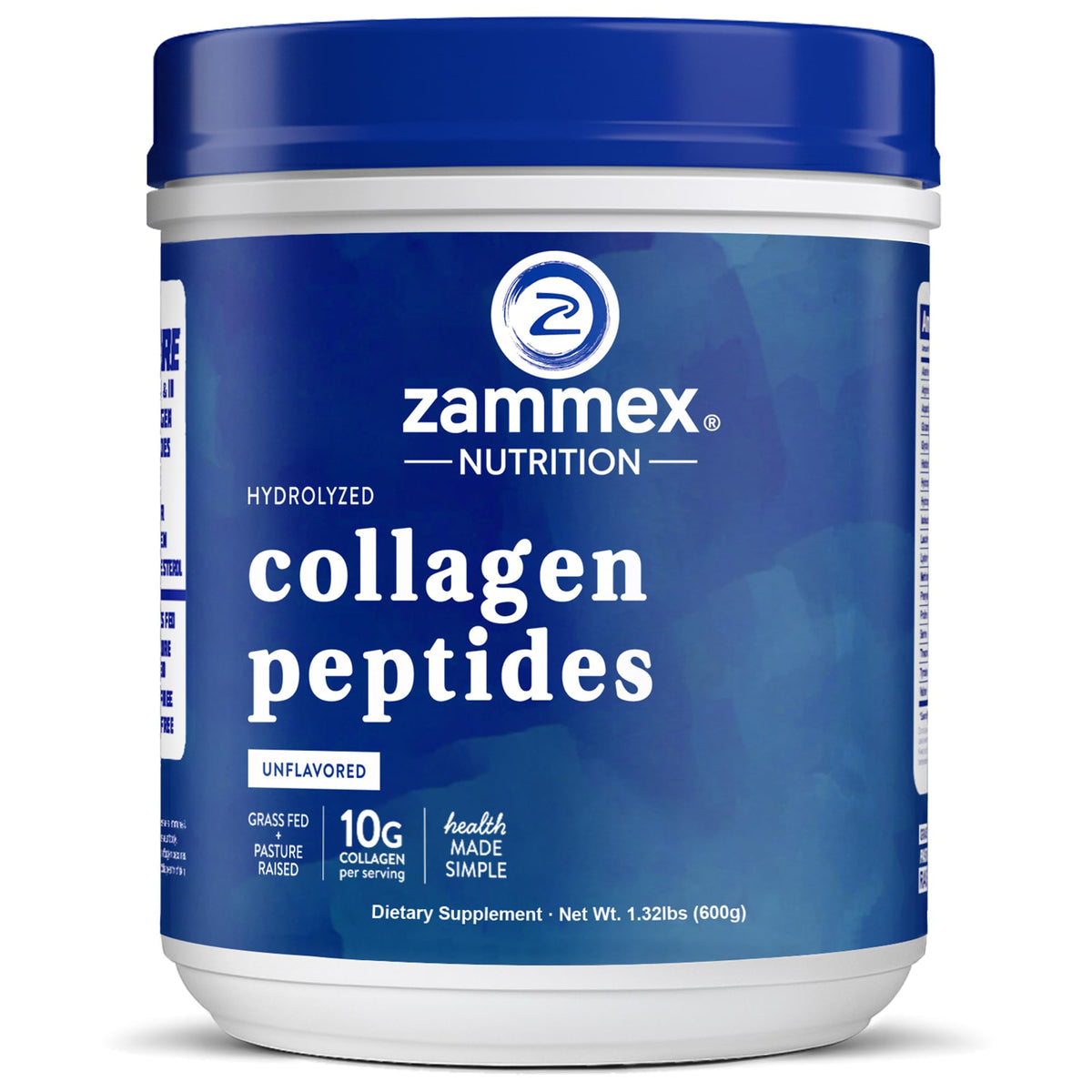 Zammex Collagen Peptides powder bottle front for easy daily skin and joint support