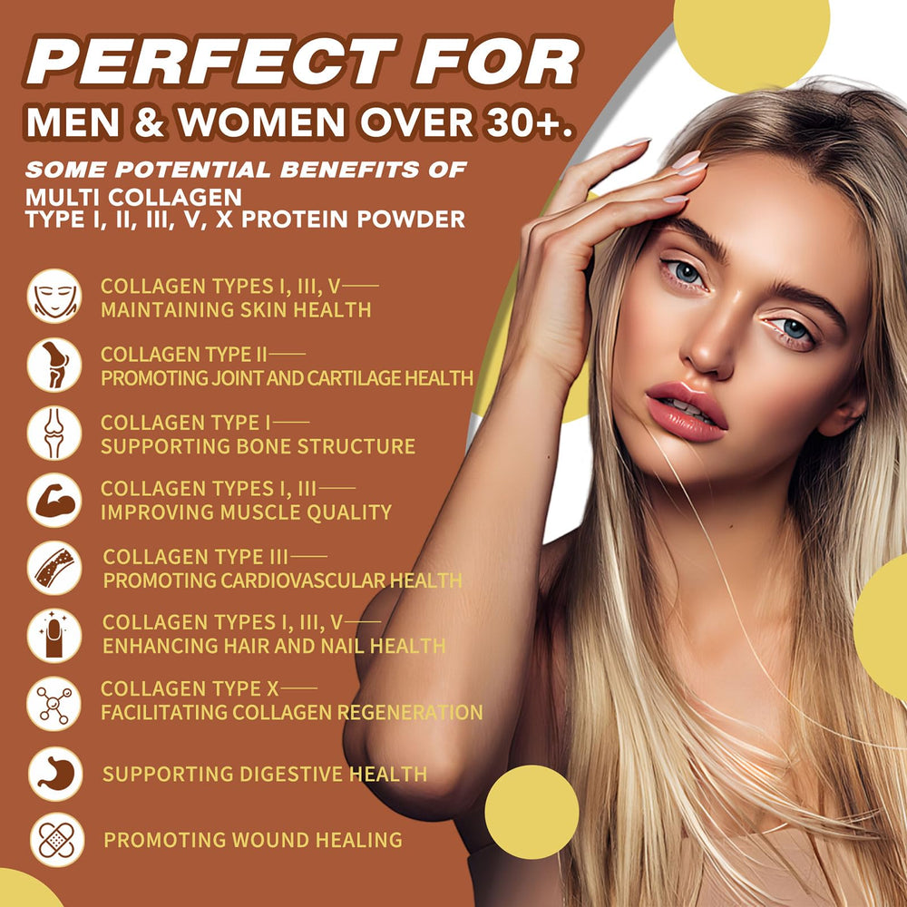 Chocolate collagen powder dissolves easily in a smoothie for quick nutrition.