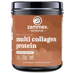 Zammex Multi Collagen Chocolate tub, 41 servings, ideal for daily beauty and wellness.