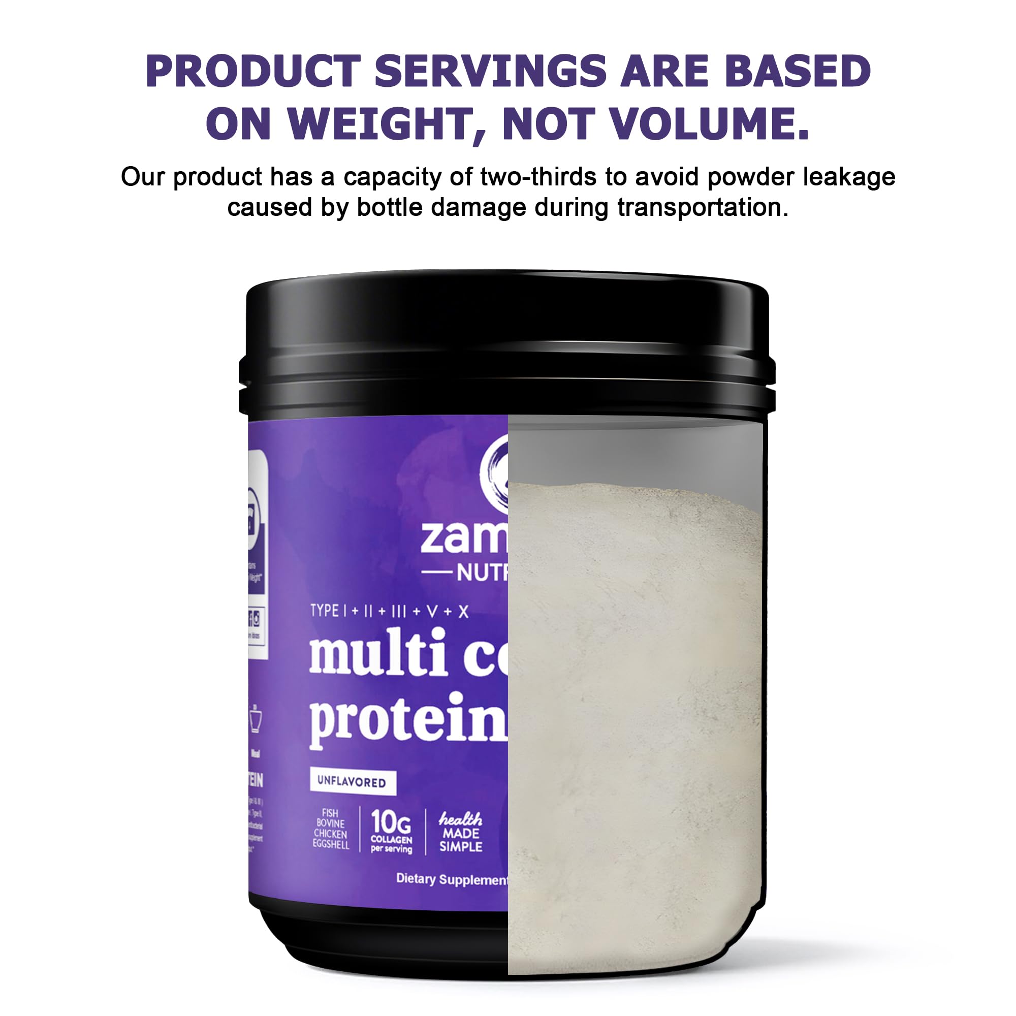 Zammex Multi Collagen powder in a bowl ready to mix into recipes