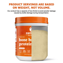 Zammex pantry display shows bone broth powder container.