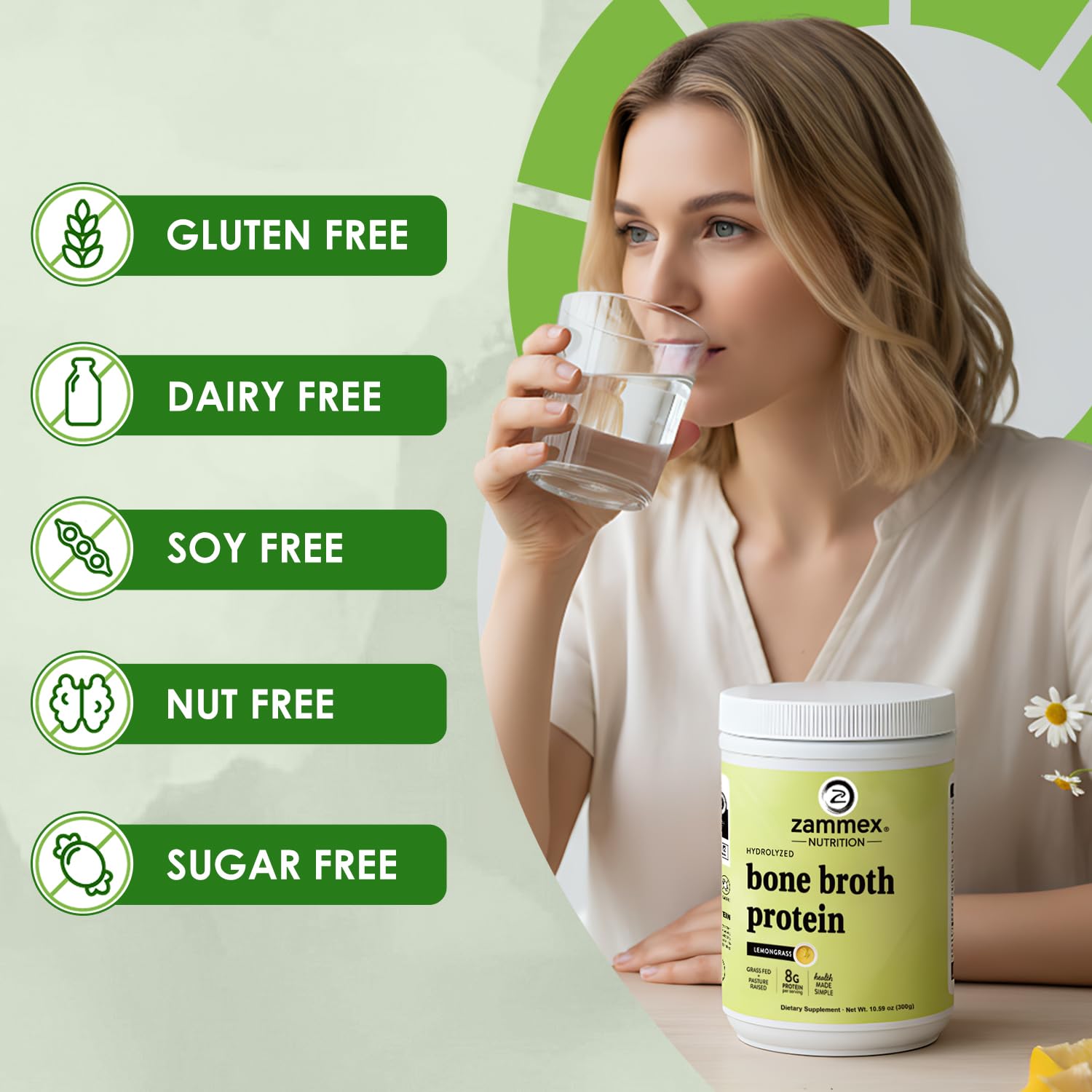 Zammex skin and hair wellness visual suggesting glow.