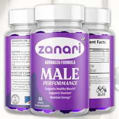 MJO Zanari Gummies front bottle view highlighting convenient monthly supply.