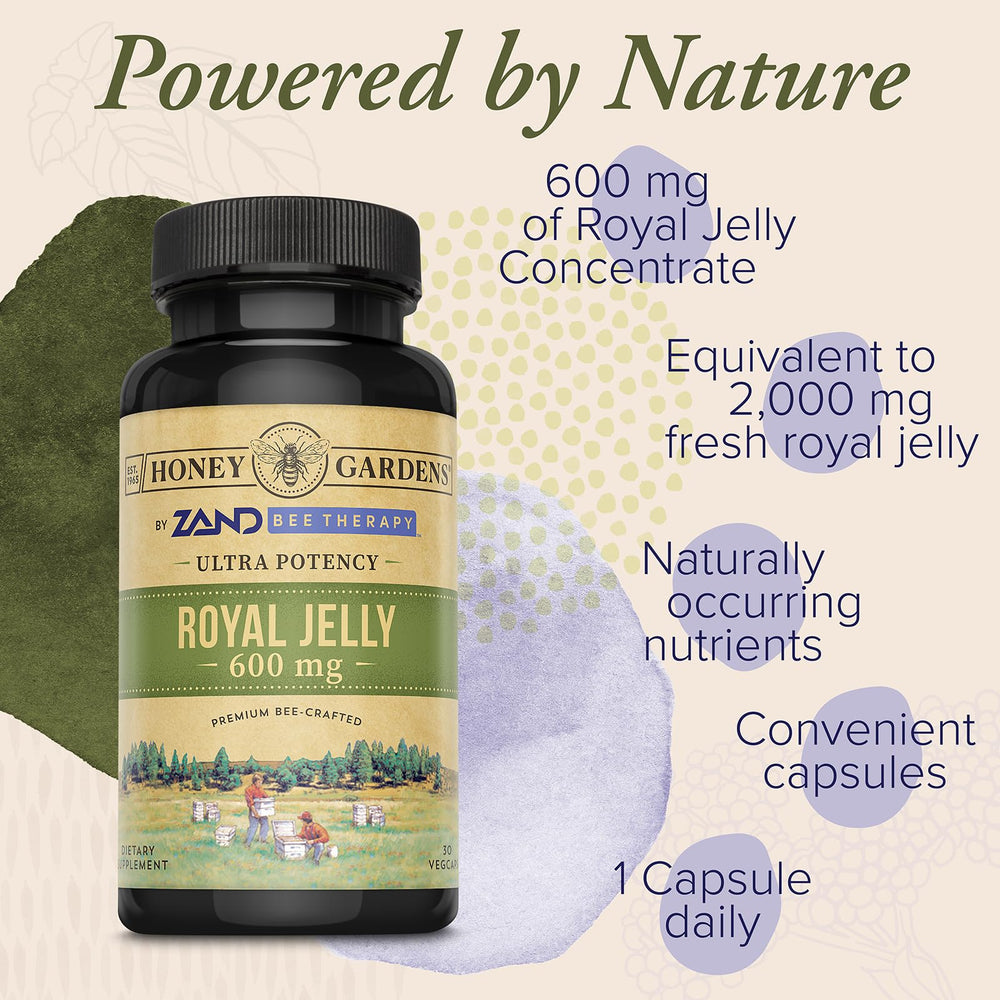 ZAND Bee Therapy label detail emphasizes GMP quality and trusted ingredients.