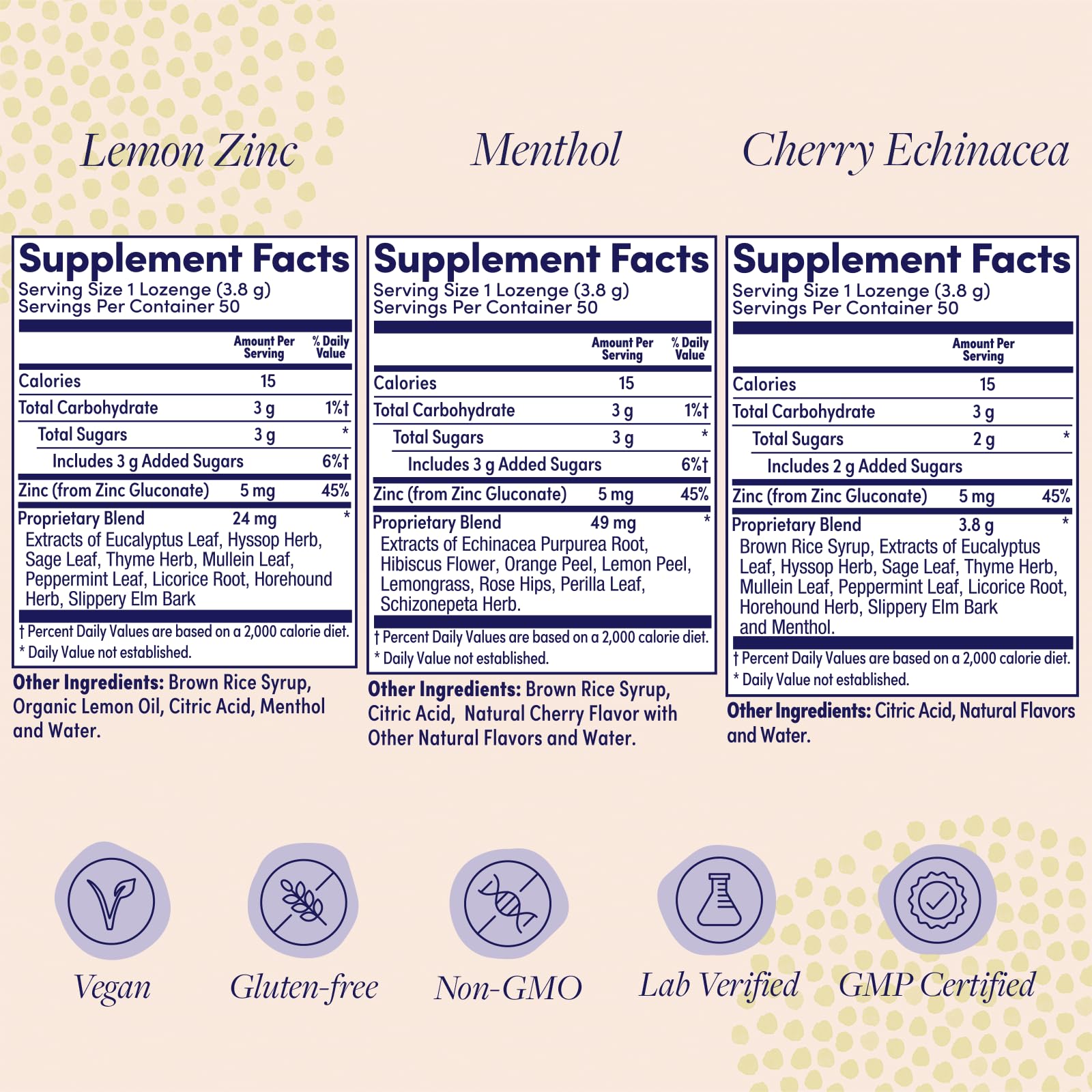 ZAND Immunity Menthol Zinc lozenge provides soothing throat comfort.