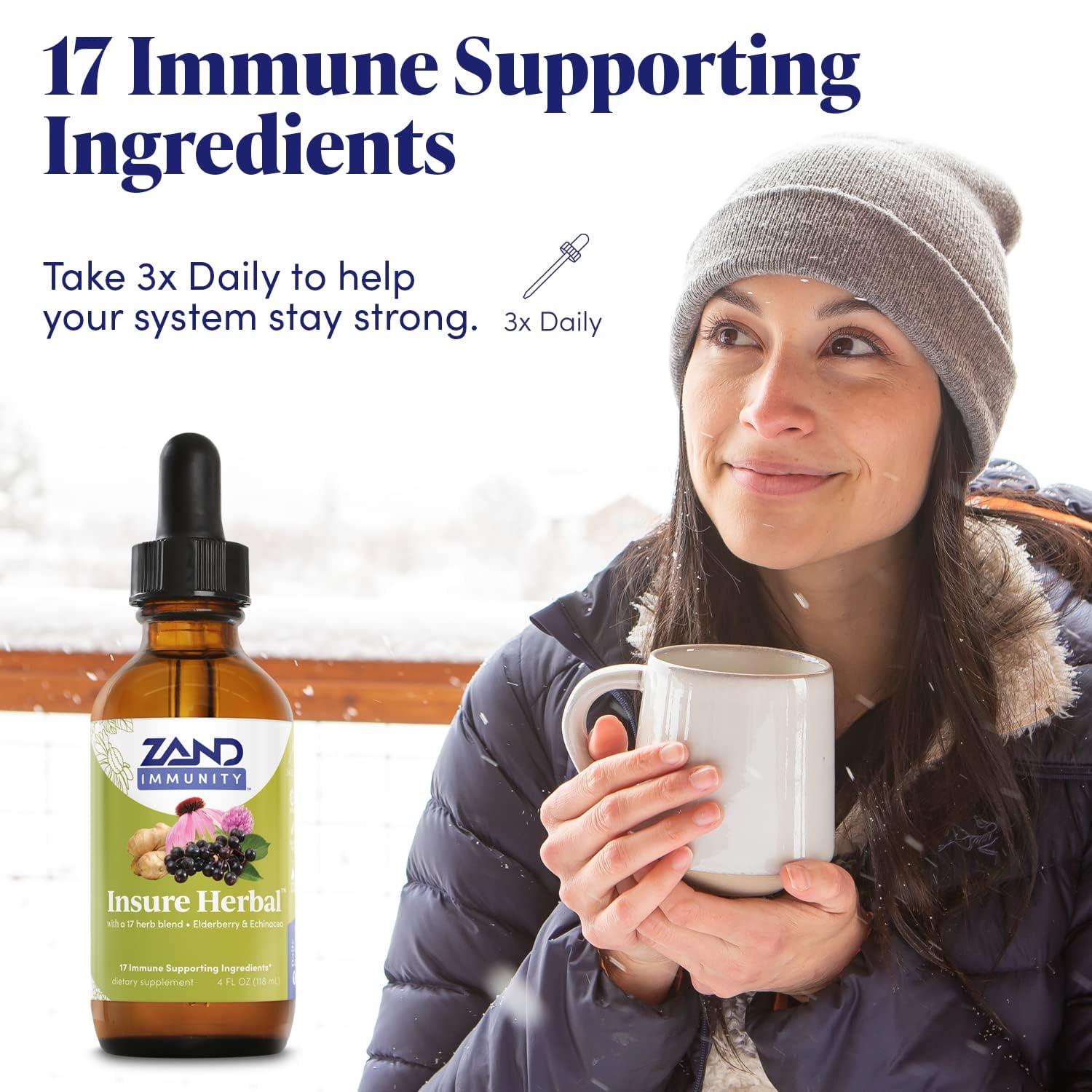 ZAND Insure Herbal label close-up with gluten-free and vegan claims.