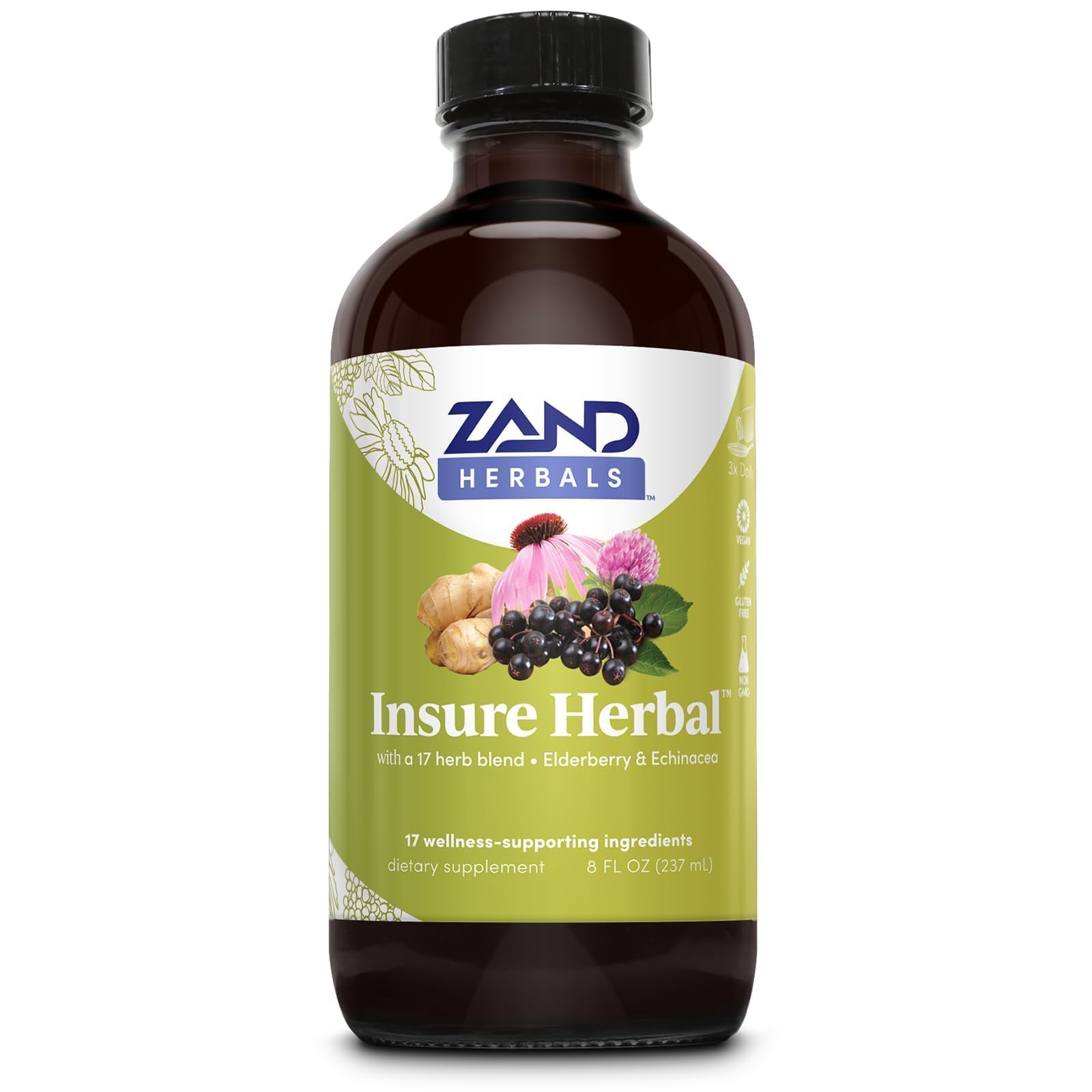 ZAND Insure liquid bottle front for easy daily wellness support