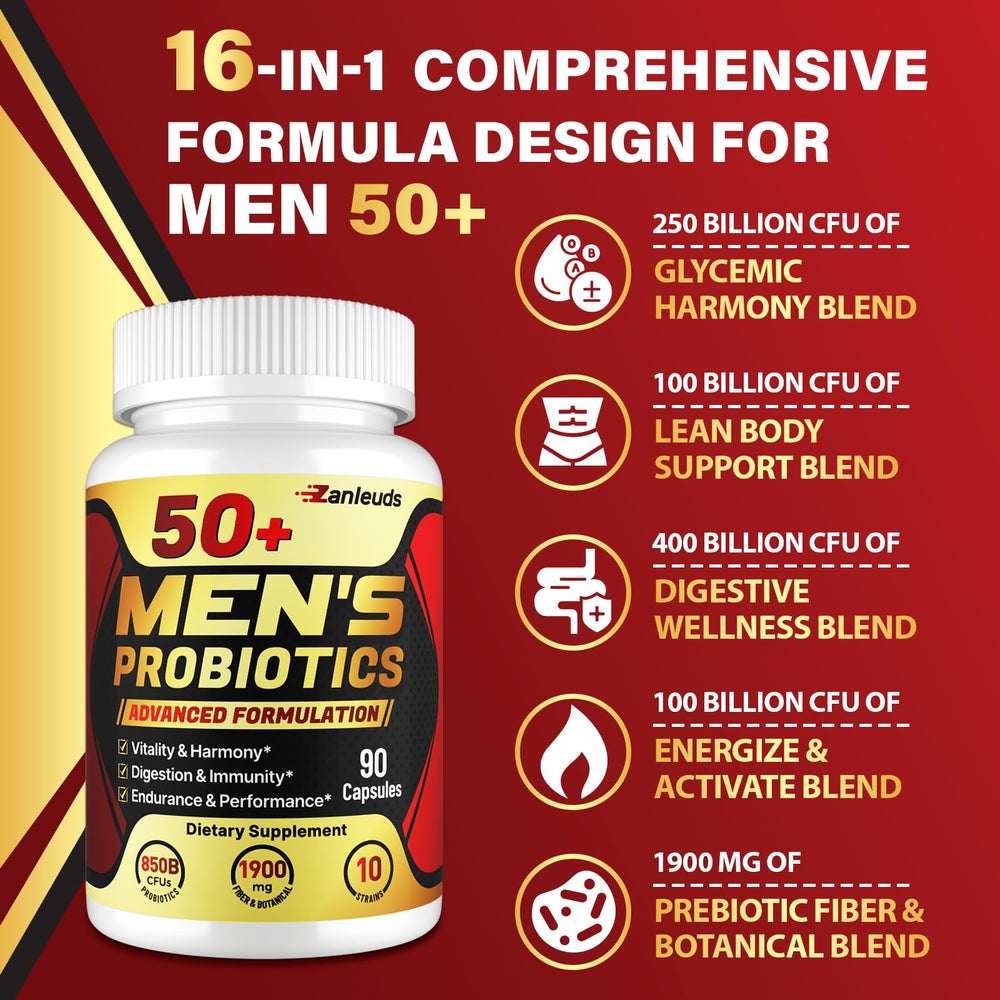 Zanleuds Probiotics 50Plus vegetarian capsules offer dairy-free, soy-free convenience.