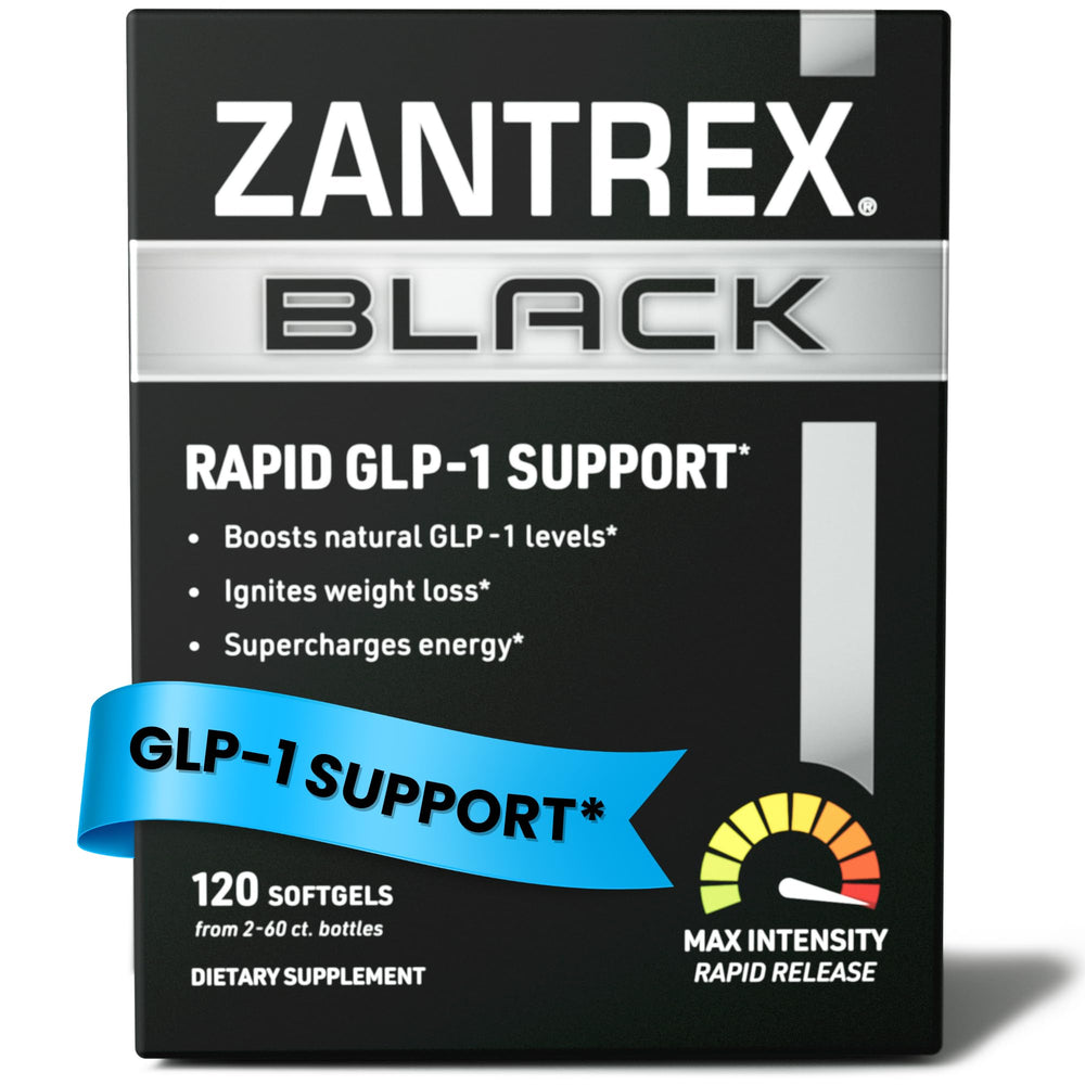 Zantrex Black bottle front showing energy and focus support