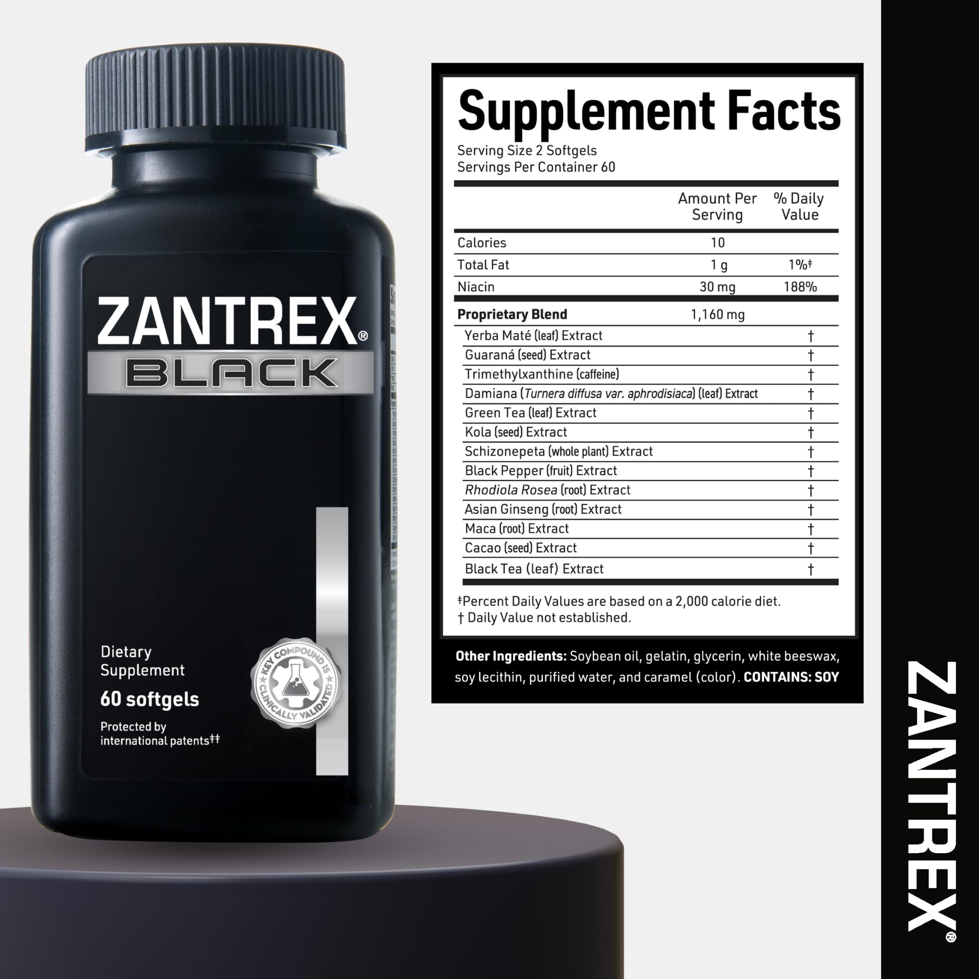 Zantrex Black bottle pour showing daily intake with water