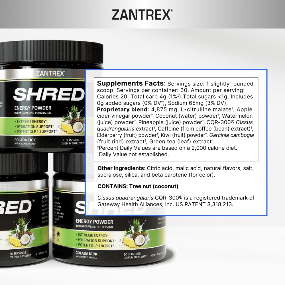 Zantrex Shred daily ritual bottle highlighting easy mixing for goals