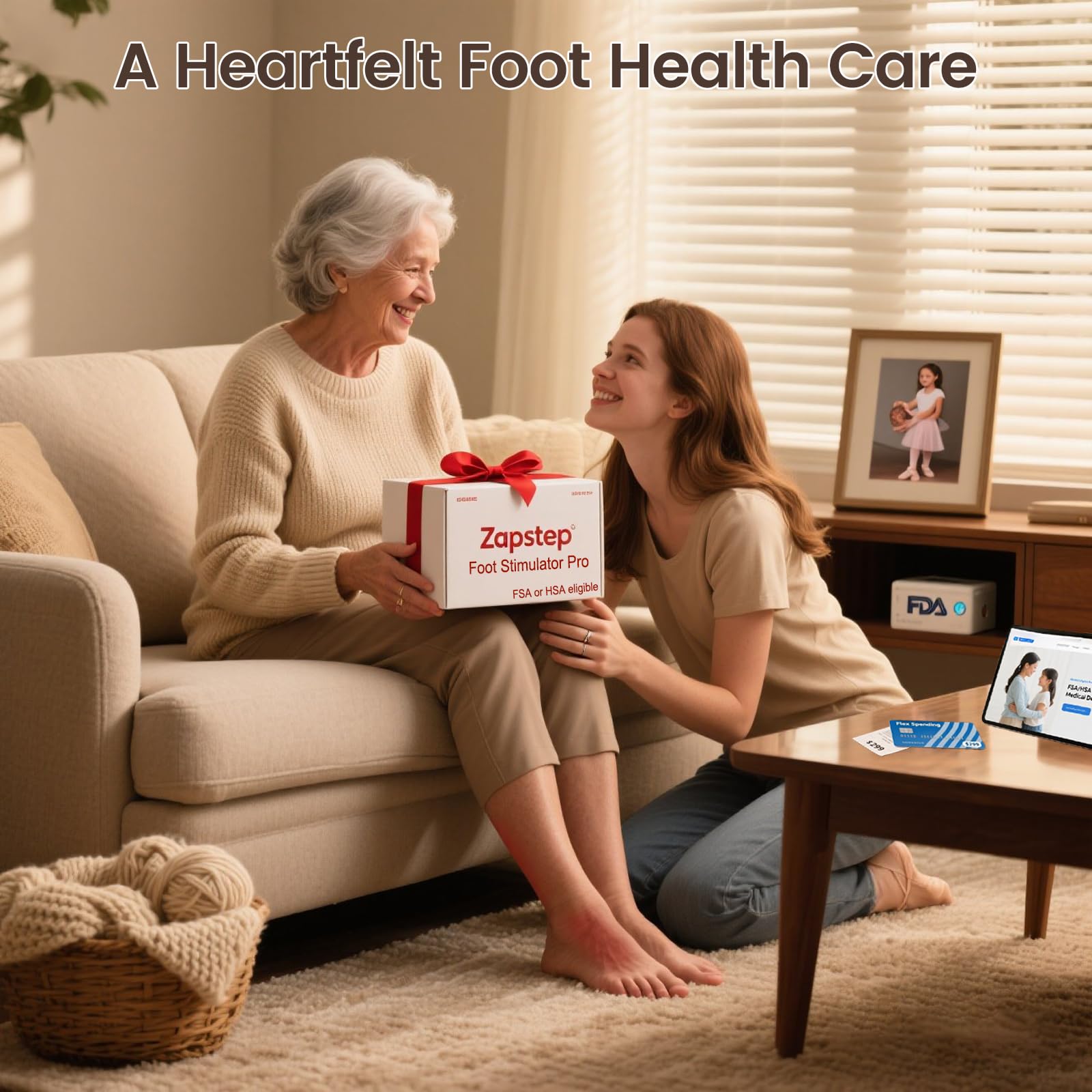 Zapstep gift-ready packaging highlights thoughtful caregiver gift.
