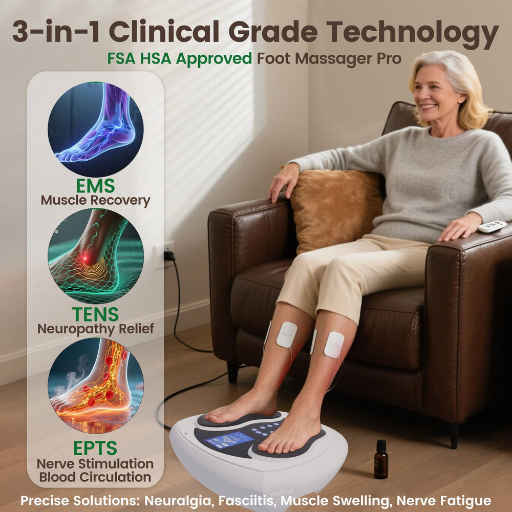 Zapstep Neuropathy Foot Massager Pro remote control highlights customizable sessions.