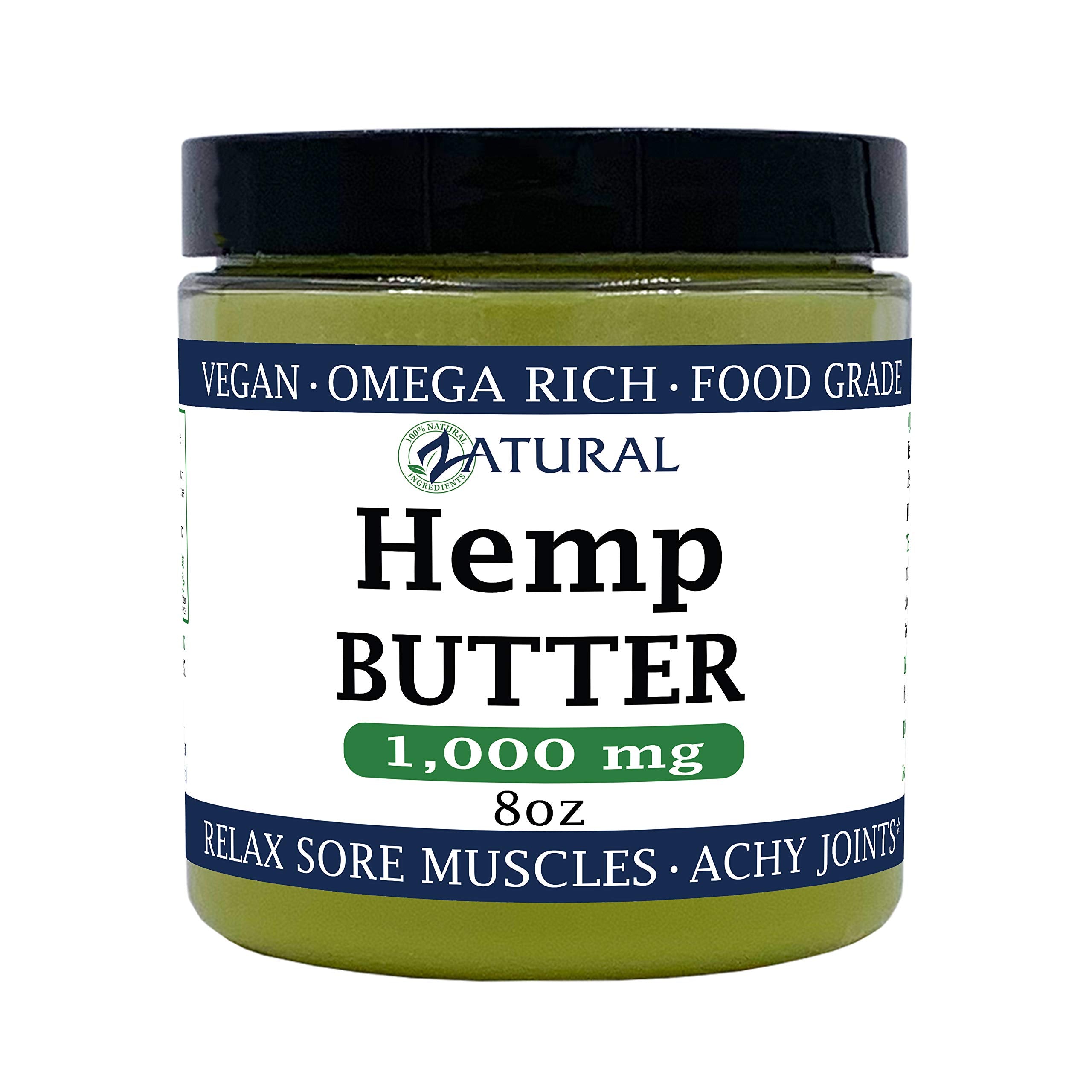 Zatural Hemp Butter jar closeup showcases pure ingredients for nourished, hydrated skin.